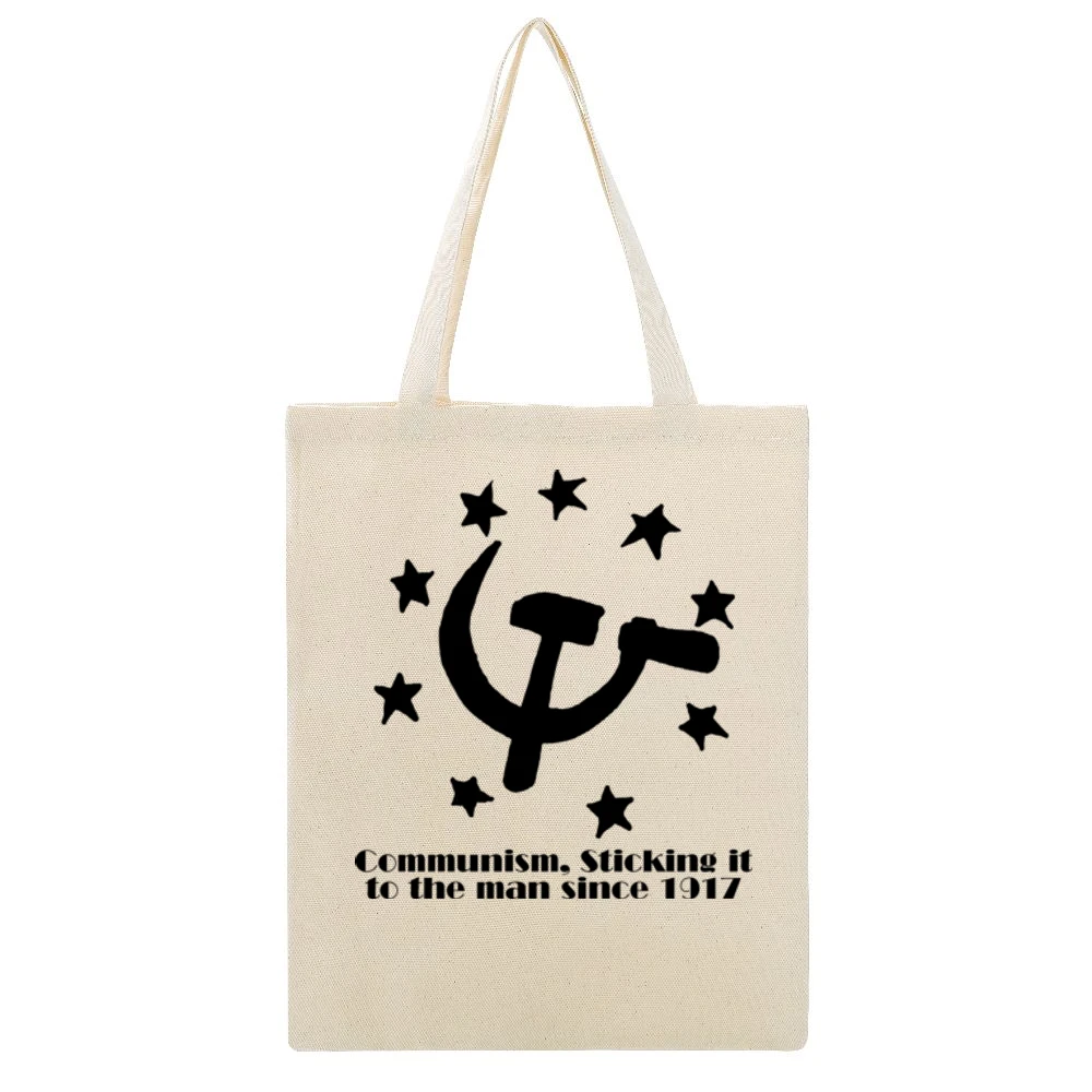 Communism Sticking it to The Man Funny Joke Beige Canvas Tote Shopping Bag