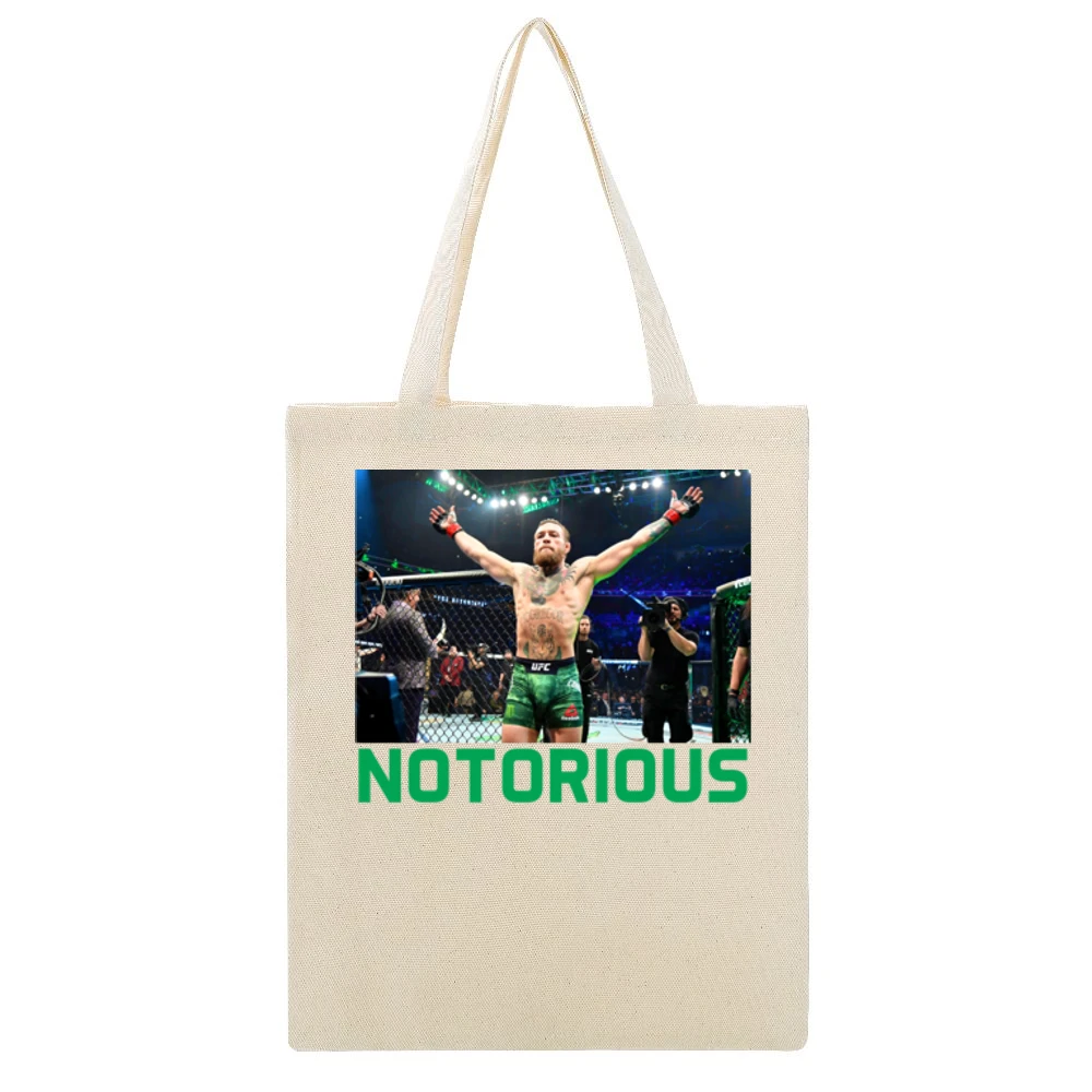 Conor Mcgregor Notorious Ufc 246 Mma Fight Fan Beige Canvas Tote Shopping Bag