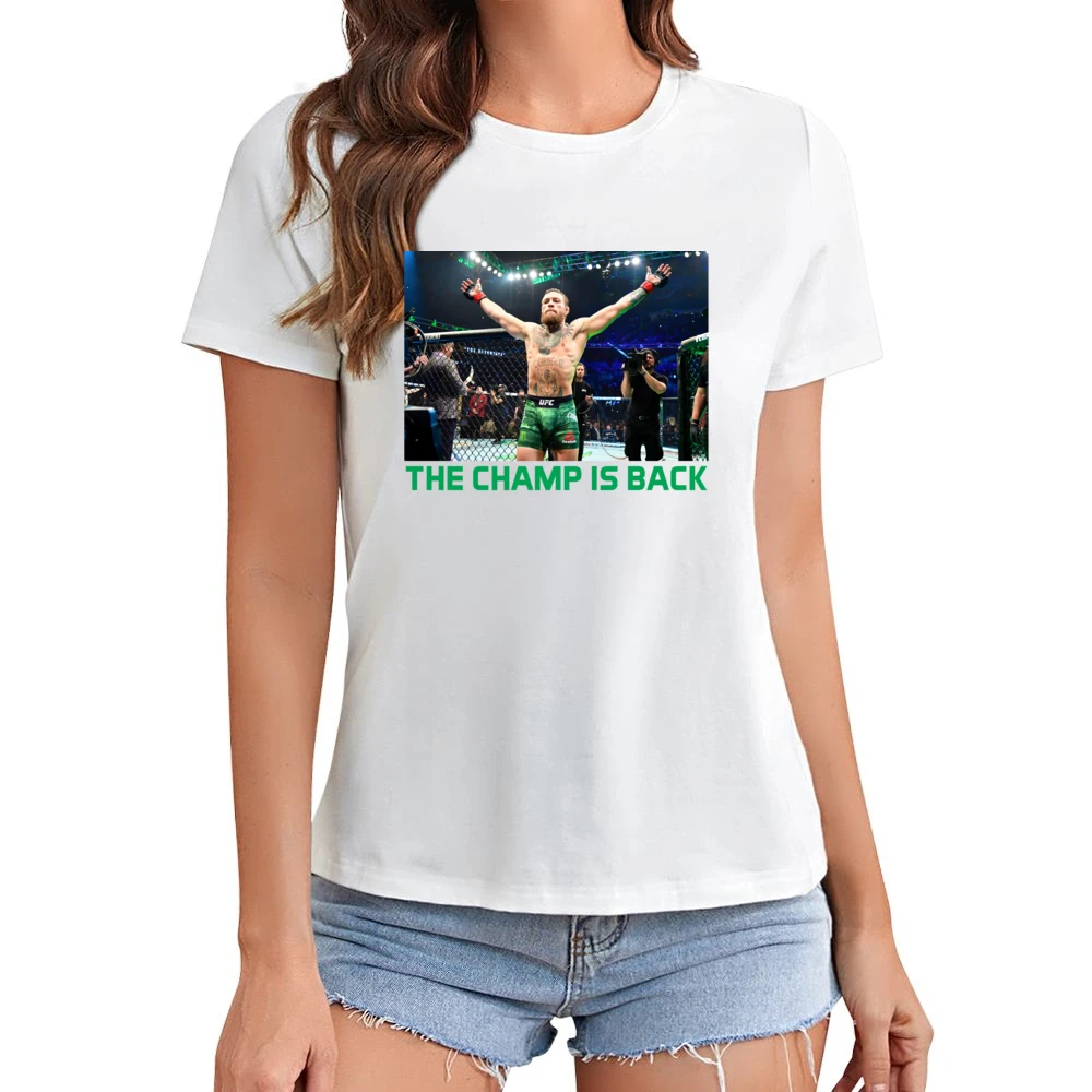 Conor Mcgregor The Champ Is Back Ufc 246 Mma Fight Fan Asian Size Women Ladies T-shirt
