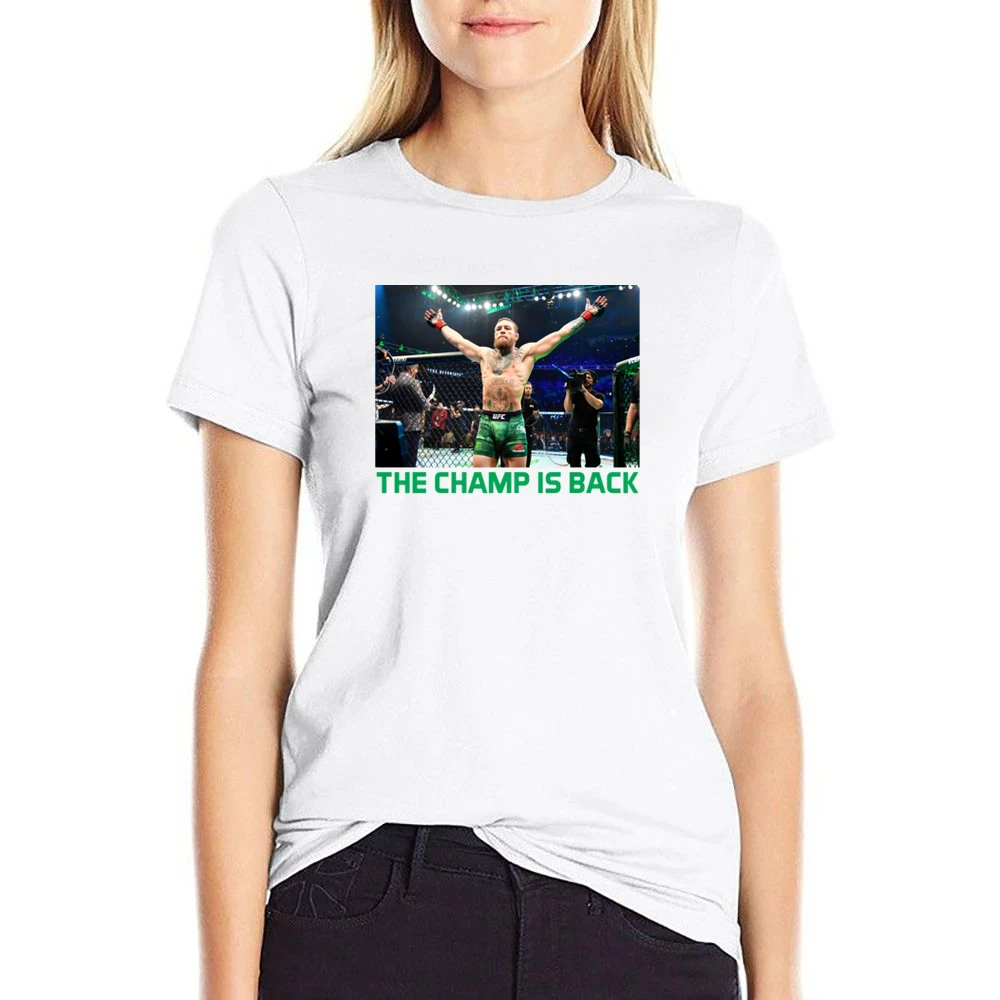 Conor Mcgregor The Champ Is Back Ufc 246 Mma Fight Fan US Size Women Ladies T-shirt