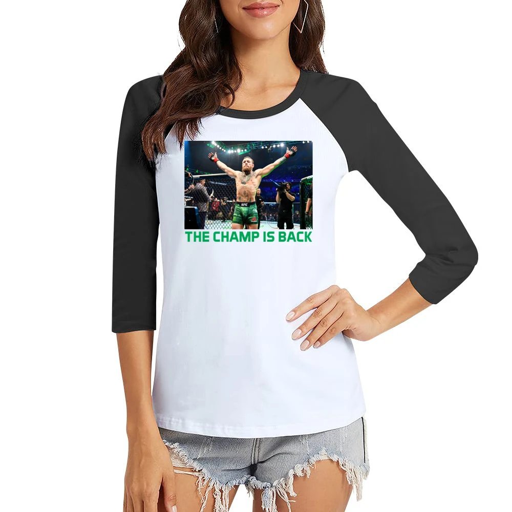 Conor Mcgregor The Champ Is Back Ufc 246 Mma Fight Fan Women Ladies 3-4 Sleeve T-Shirt