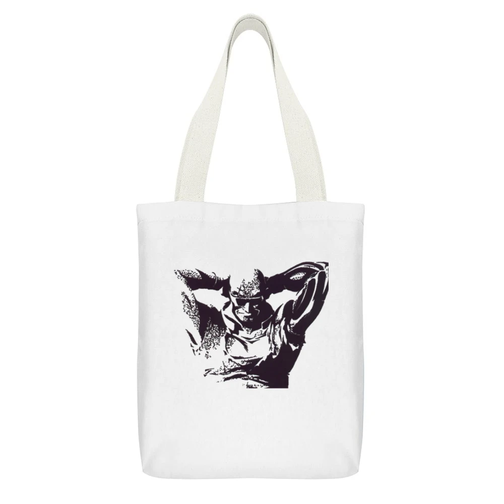 Cowboy bebop bounty hunter Jet Black 2 White Canvas Tote Shopping Bag With Interior Pocket