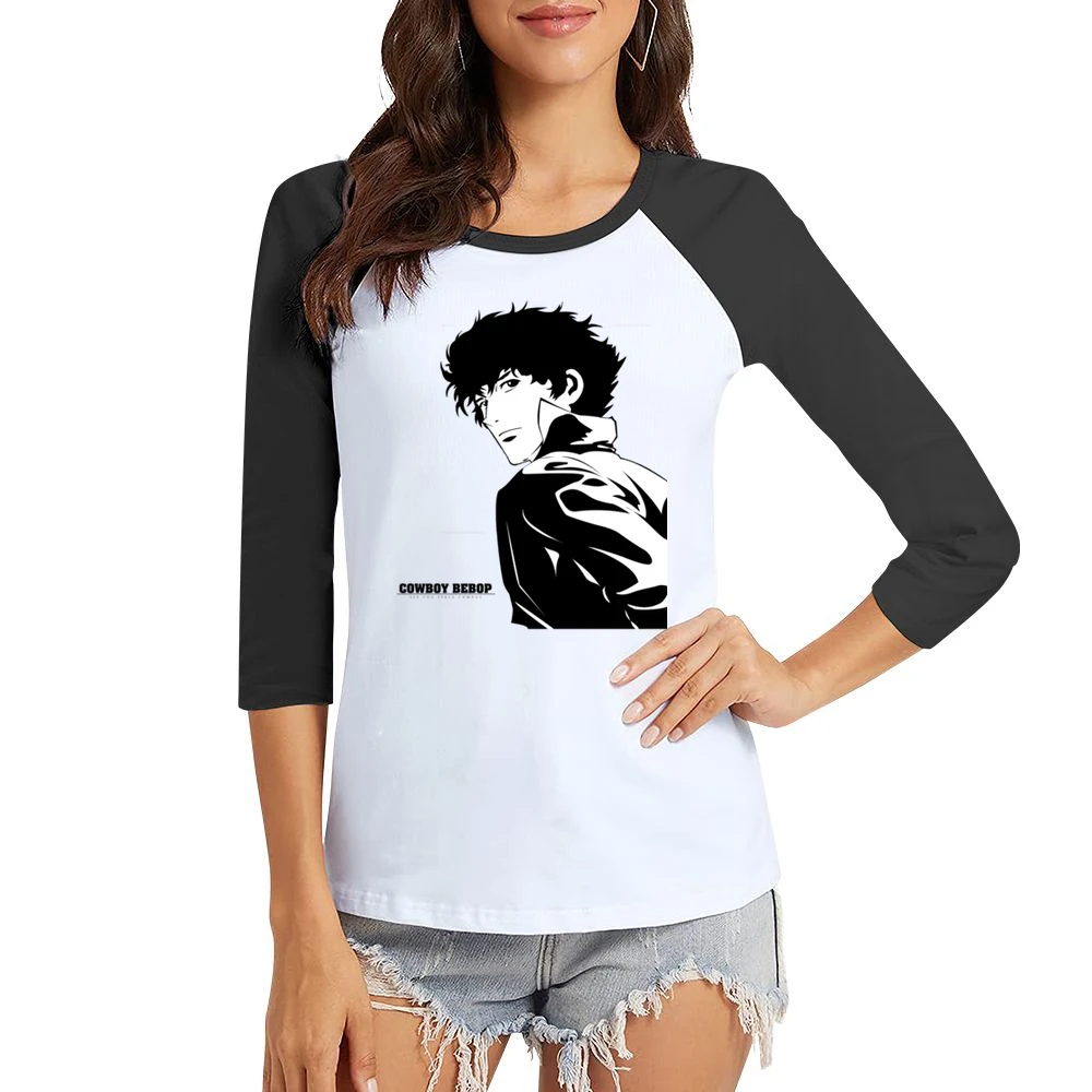 Cowboy bebop bounty hunter Spike spiegel Women Ladies 3-4 Sleeve T-Shirt