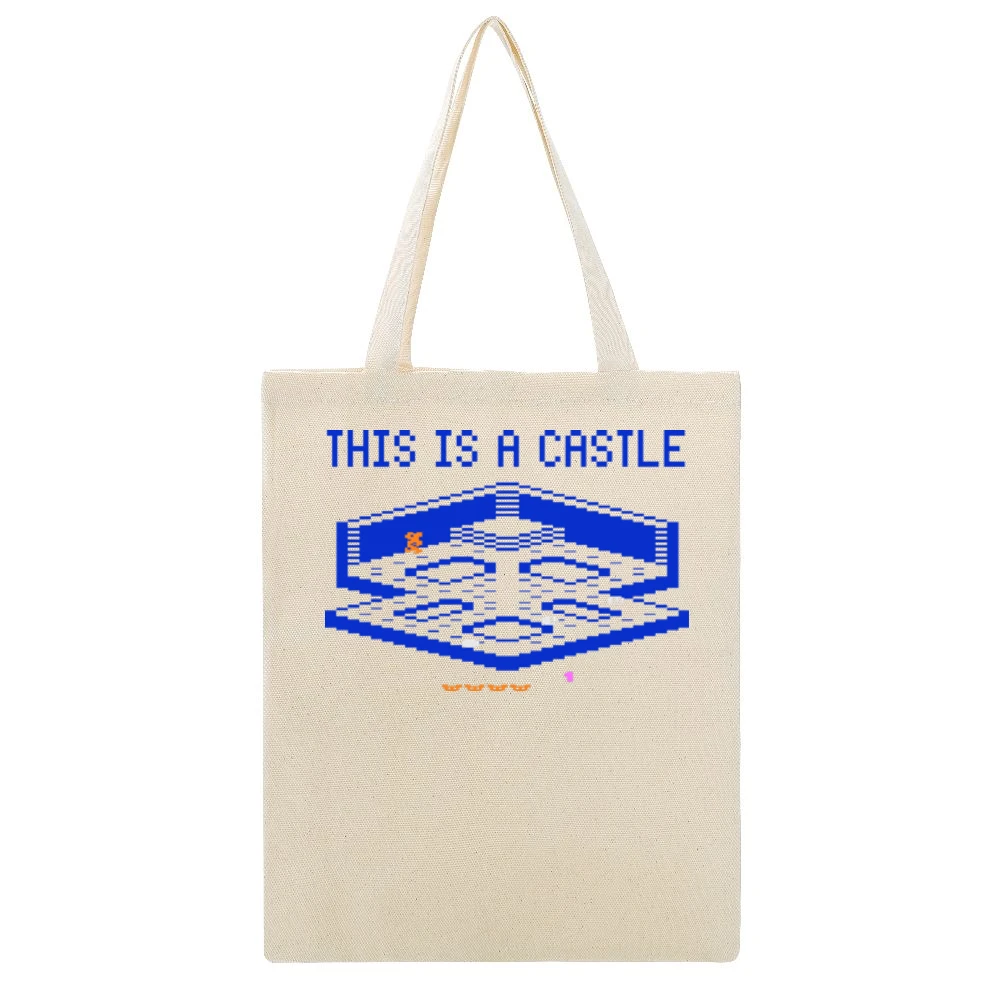 Crystal Castles Video Game Retro 80s Beige Canvas Tote Shopping Bag
