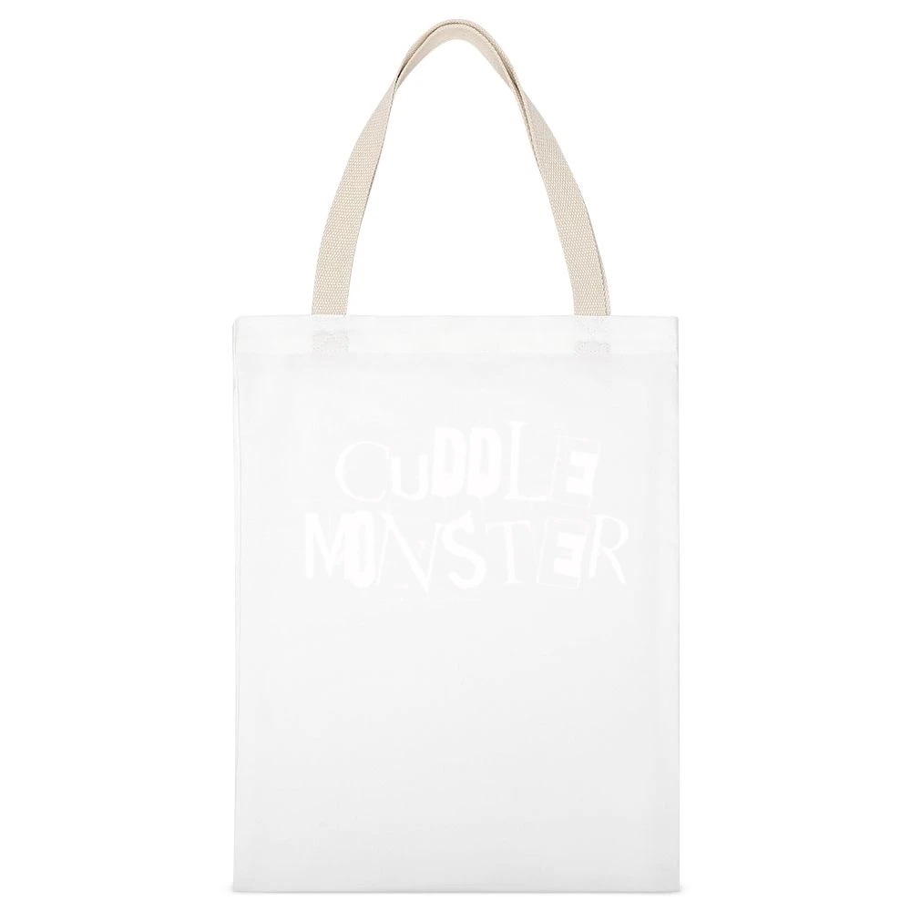Cuddle Monster Fun Grunge Graphic White Canvas Tote Shopping Bag