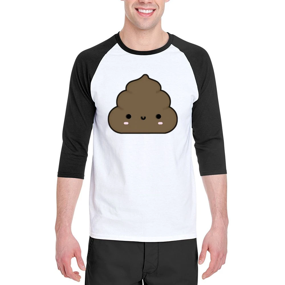 Cute Little Poop Adorable Cartoon Tee Shirt Men 3/4 Sleeve T-Shirt