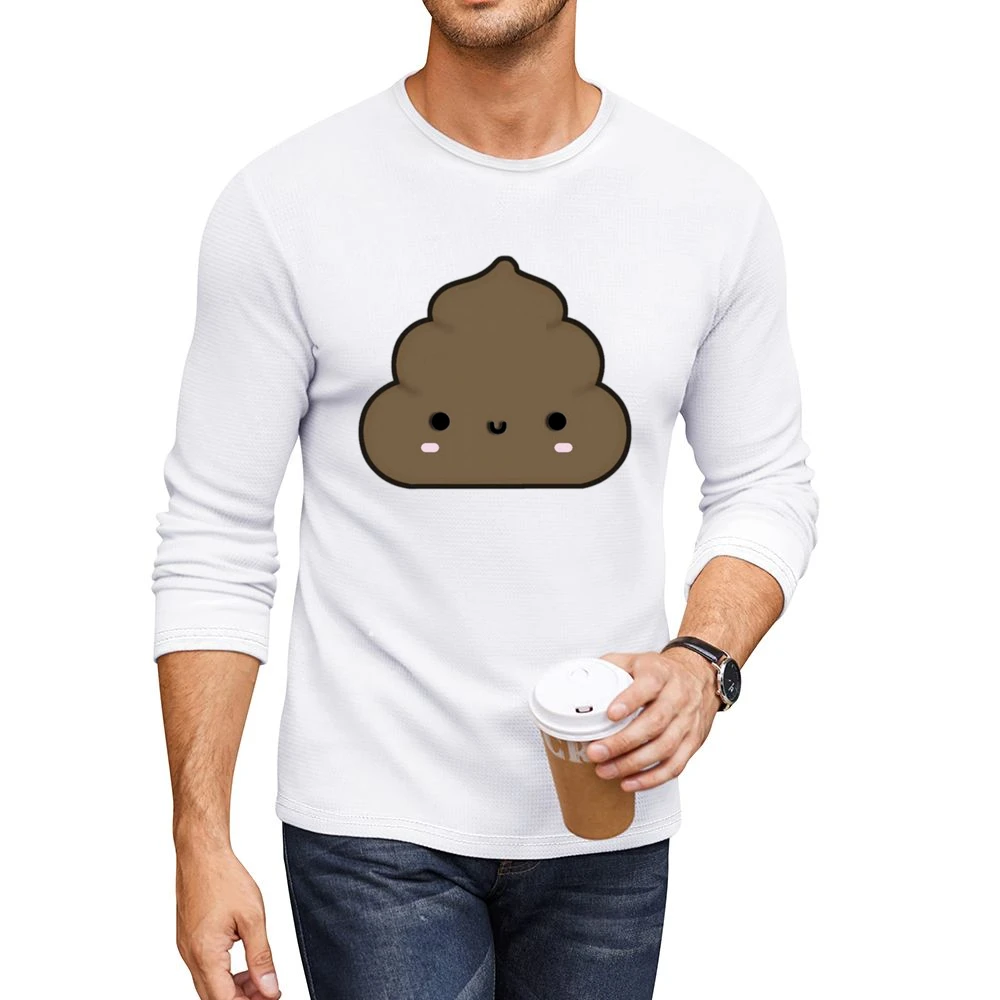 Cute Little Poop Adorable Cartoon Tee Shirt Men CrewNeck Long Sleeve T-Shirt