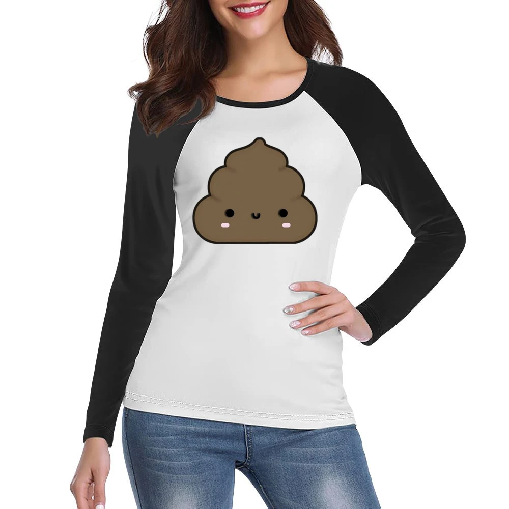 Cute Little Poop Adorable Cartoon Tee Shirt Women Ladies Long Sleeve T-Shirt