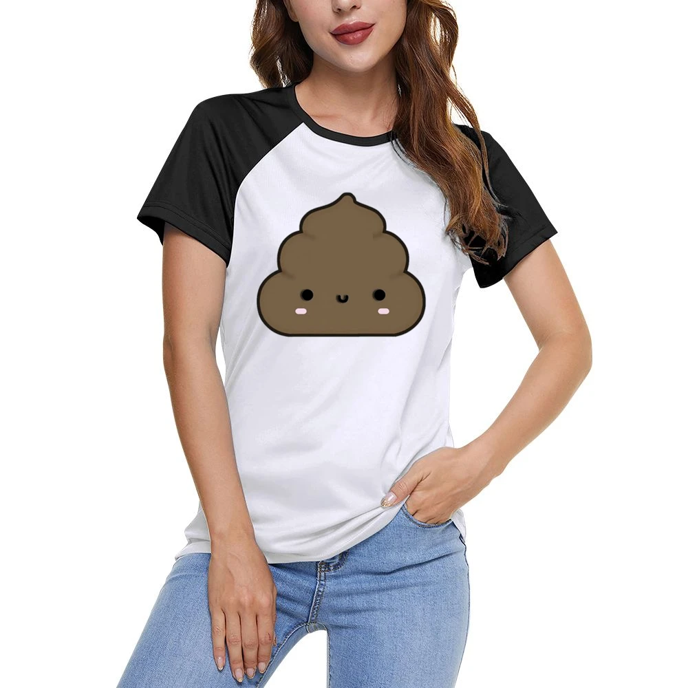 Cute Little Poop Adorable Cartoon Tee Shirt Women Ladies Short Sleeve T-Shirt