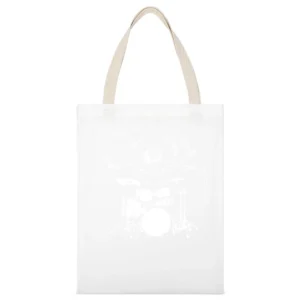 Da Vinci Theory Rock N Roll Drummer Fun Drum White Canvas Tote Shopping Bag