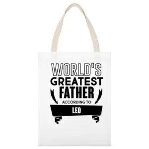 Dad White Canvas Tote Shopping Bag