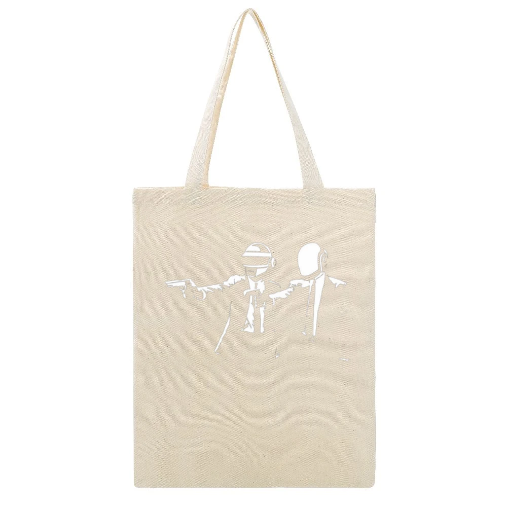 Daft punk duo house music artist in Pulp fiction vincent and Jules mov Beige Canvas Tote Shopping Bag