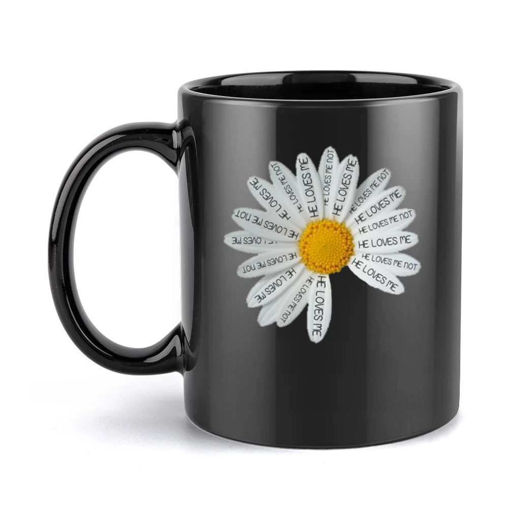 Daisy He Loves Me Cute Graphic Tee Shirt Black Mug