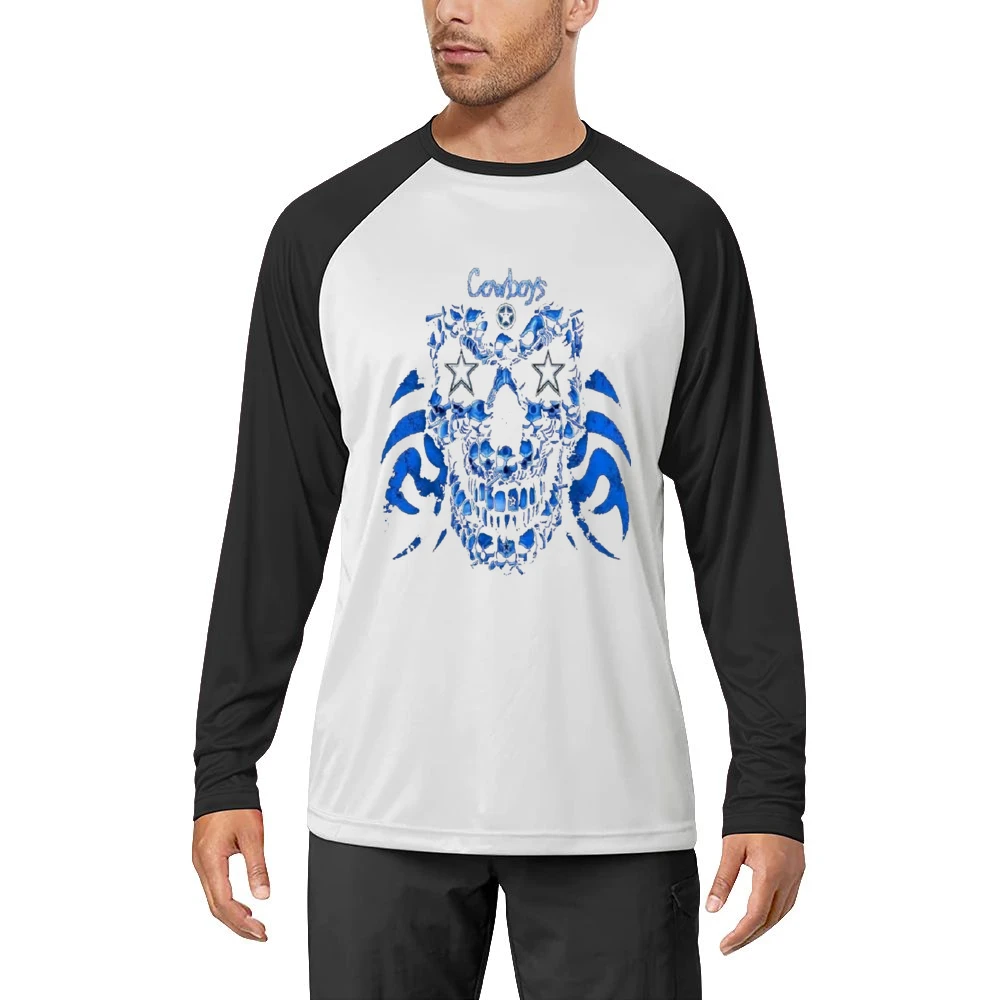 Dallas Cowboys Skull Nfl Tshirt Men Long Sleeve T-Shirt
