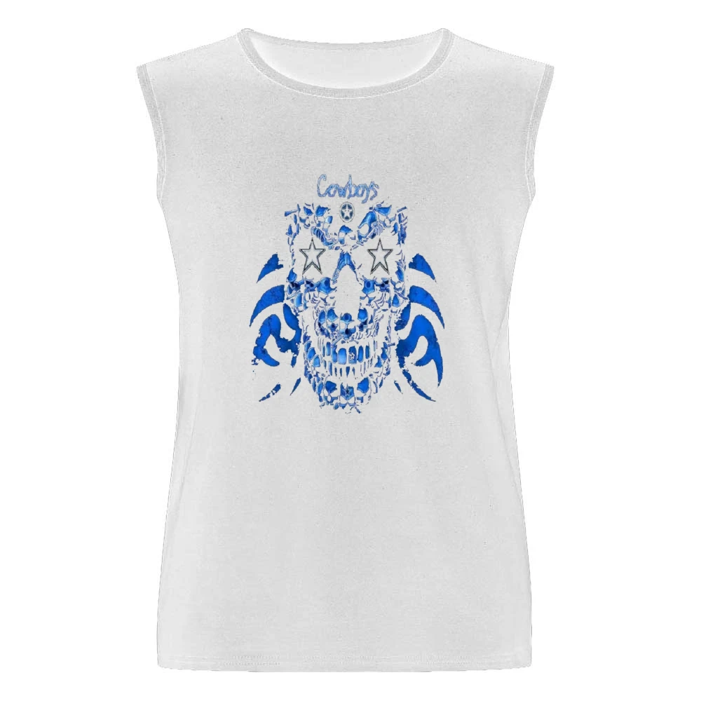 Dallas Cowboys Skull Nfl Tshirt Men Sleeveless T-Shirt