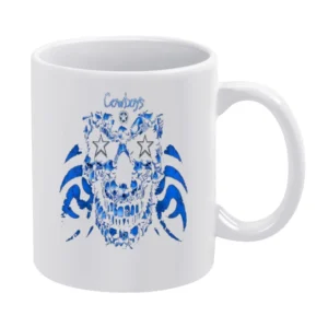 Dallas Cowboys Skull Nfl Tshirt White Mug