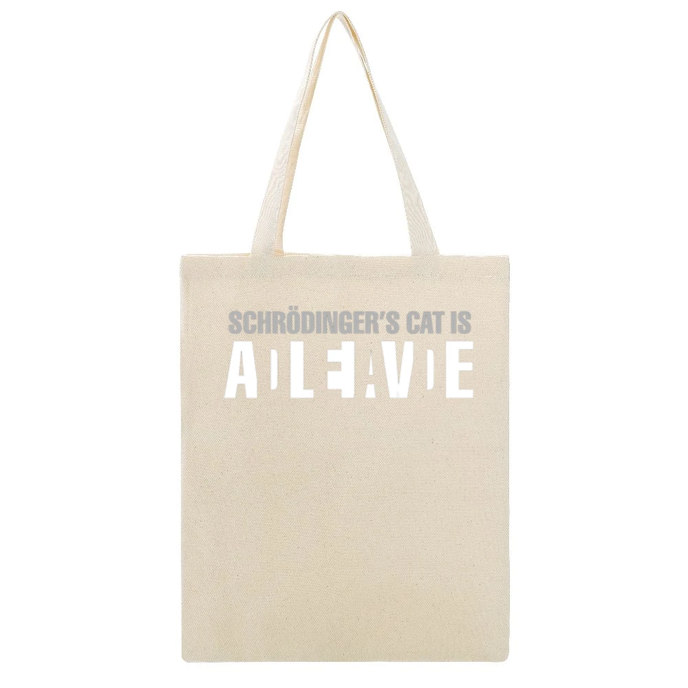Dead and Alive Erwin Schrodinger's cat Beige Canvas Tote Shopping Bag