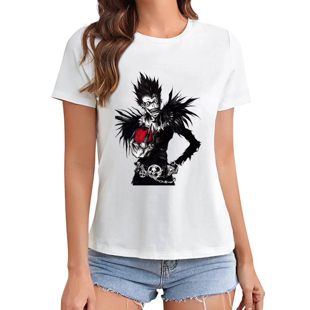 Death slayer god reaper Shinigami Ryuuk with an apple Death Note manga Asian Size Women Ladies T-shirt
