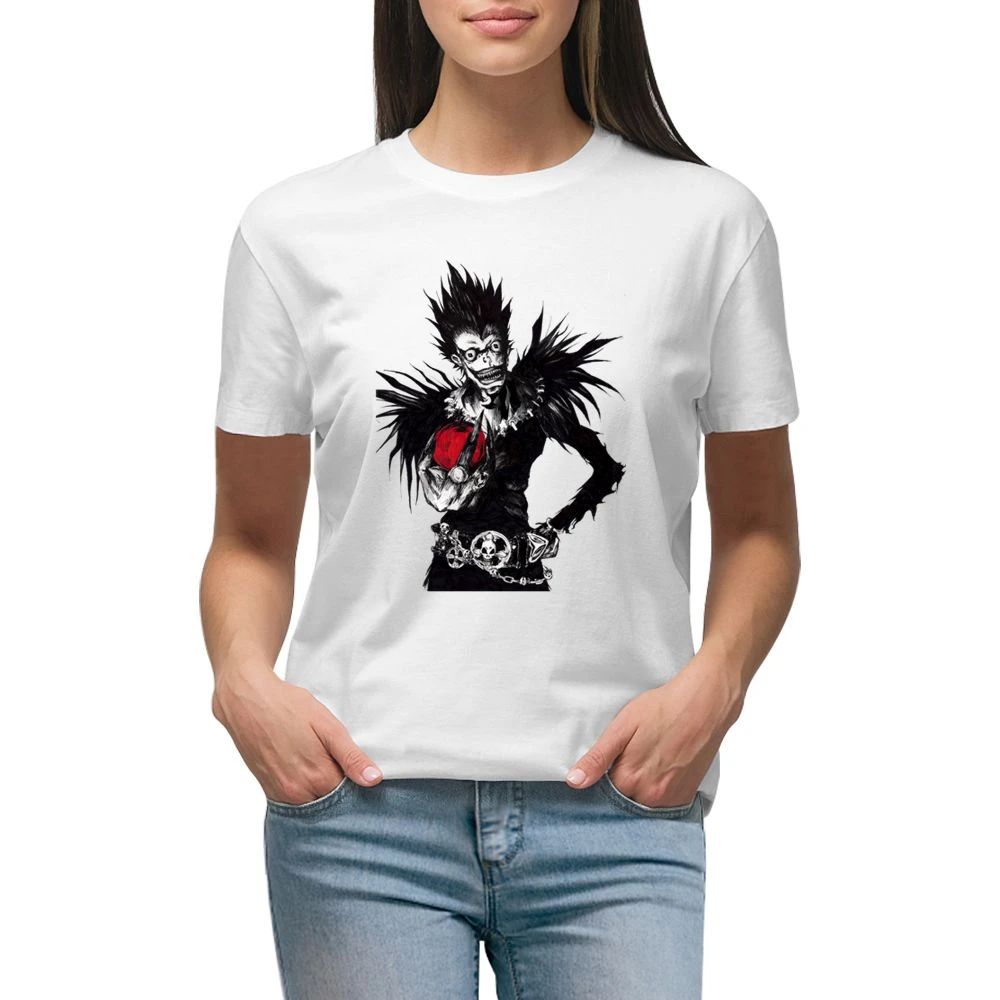 Death slayer god reaper Shinigami Ryuuk with an apple Death Note manga Premium Women Ladies T-shirt