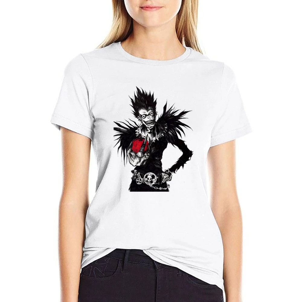 Death slayer god reaper Shinigami Ryuuk with an apple Death Note manga US Size Women Ladies T-shirt