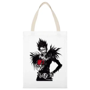 Death slayer god reaper Shinigami Ryuuk with an apple Death Note manga White Canvas Tote Shopping Bag