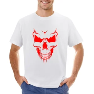 Demon evil red demonic skull Asian Size Men T-Shirt