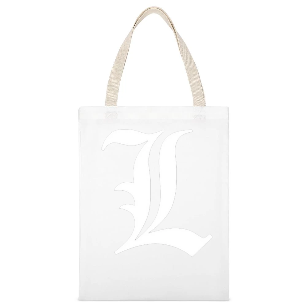 Detective L Death Note Anime Manga White Canvas Tote Shopping Bag
