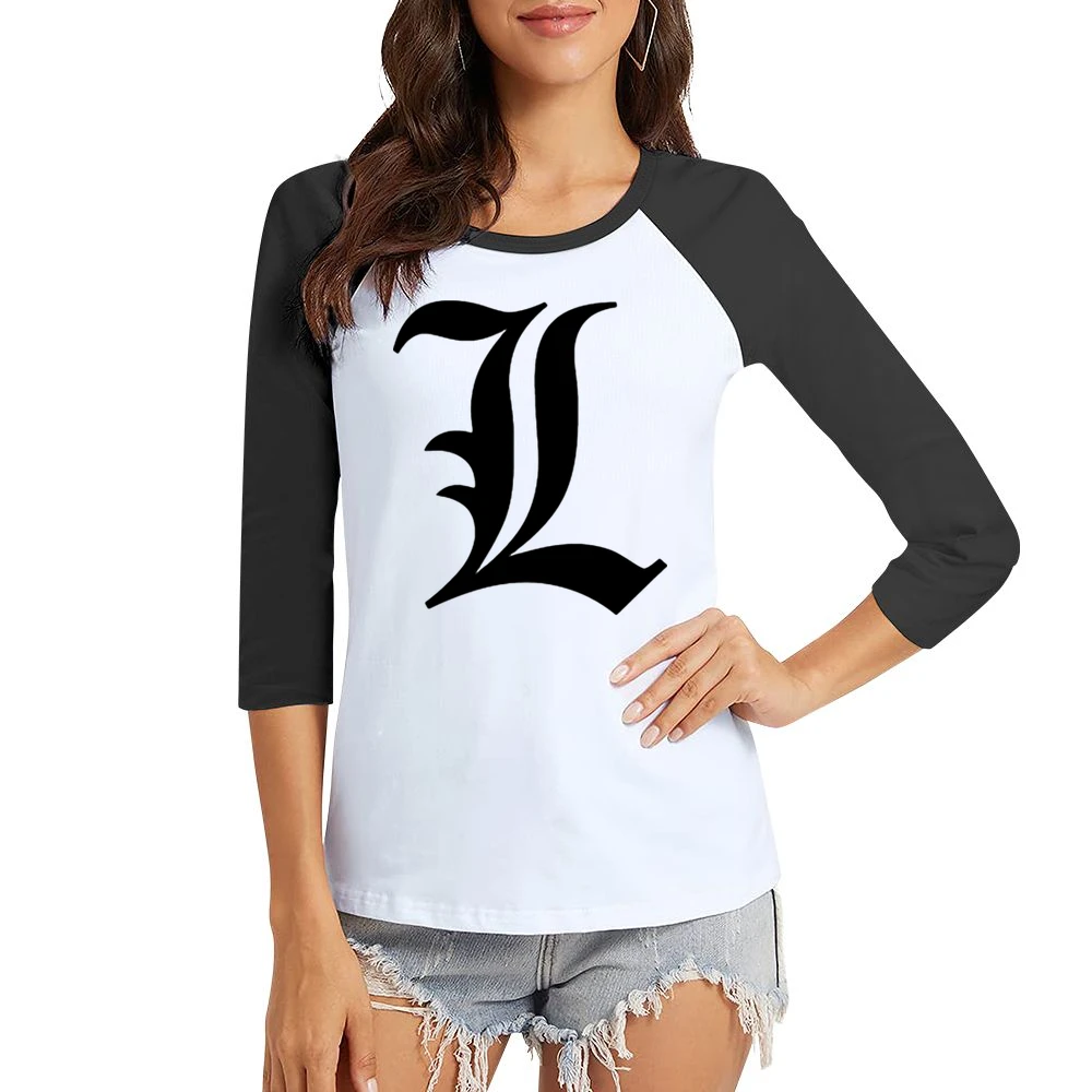 Detective L Death Note manga Women Ladies 3-4 Sleeve T-Shirt