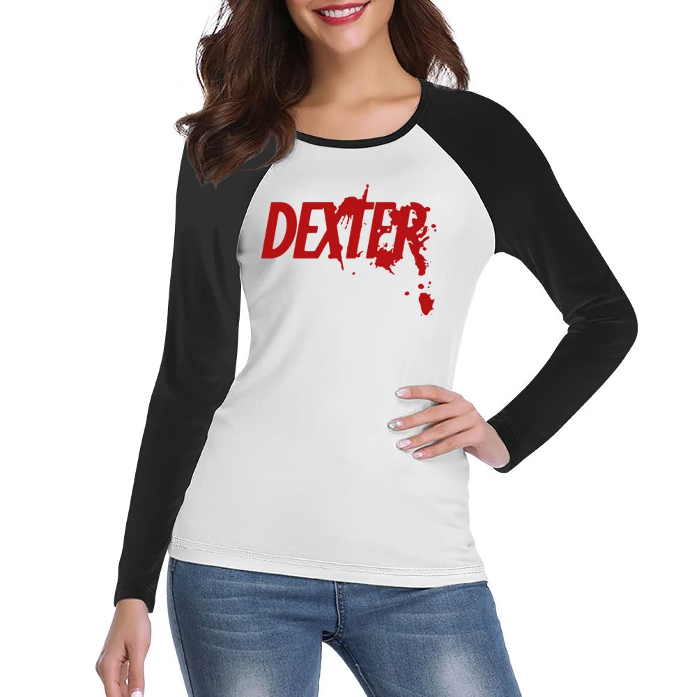 Dexter Fun Graphic TV Show Title Graphic Fan Women Ladies Long Sleeve T-Shirt
