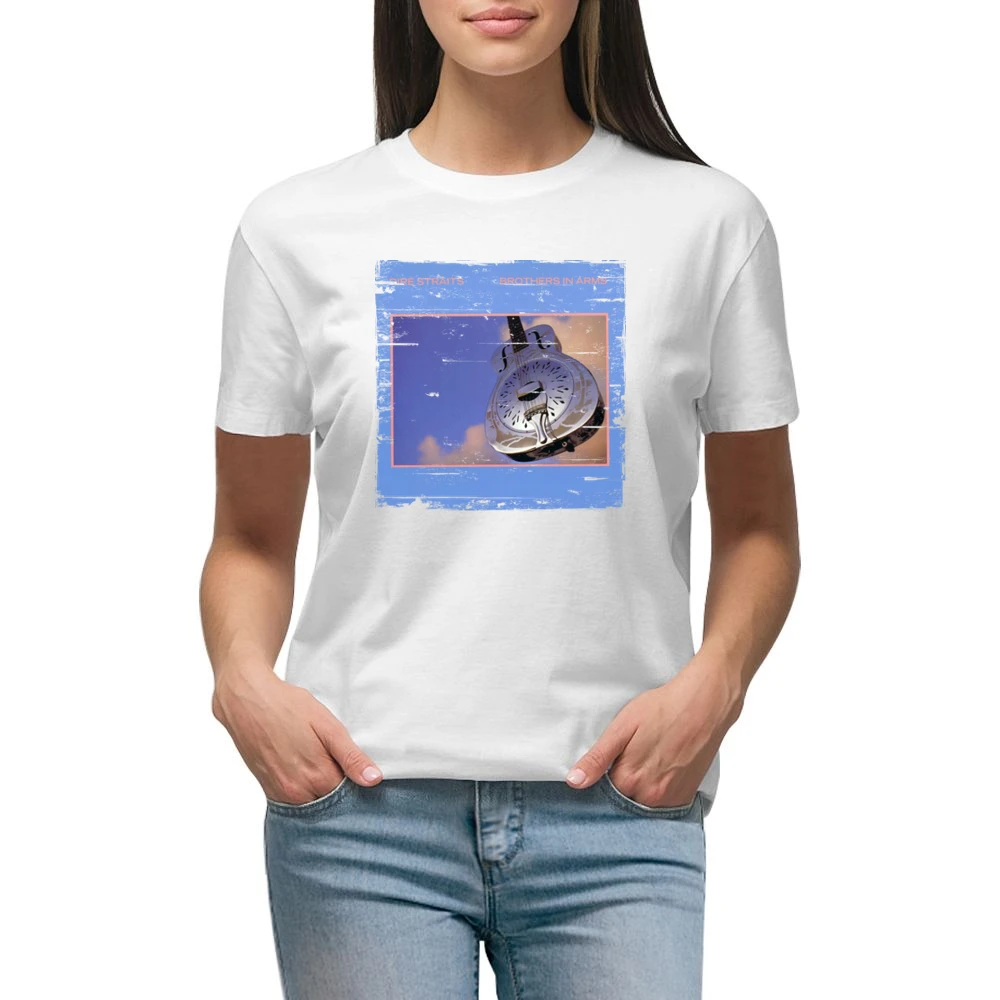 Dire Straits Brothers In Arms Album Cover Distressed Image Premium Women Ladies T-shirt
