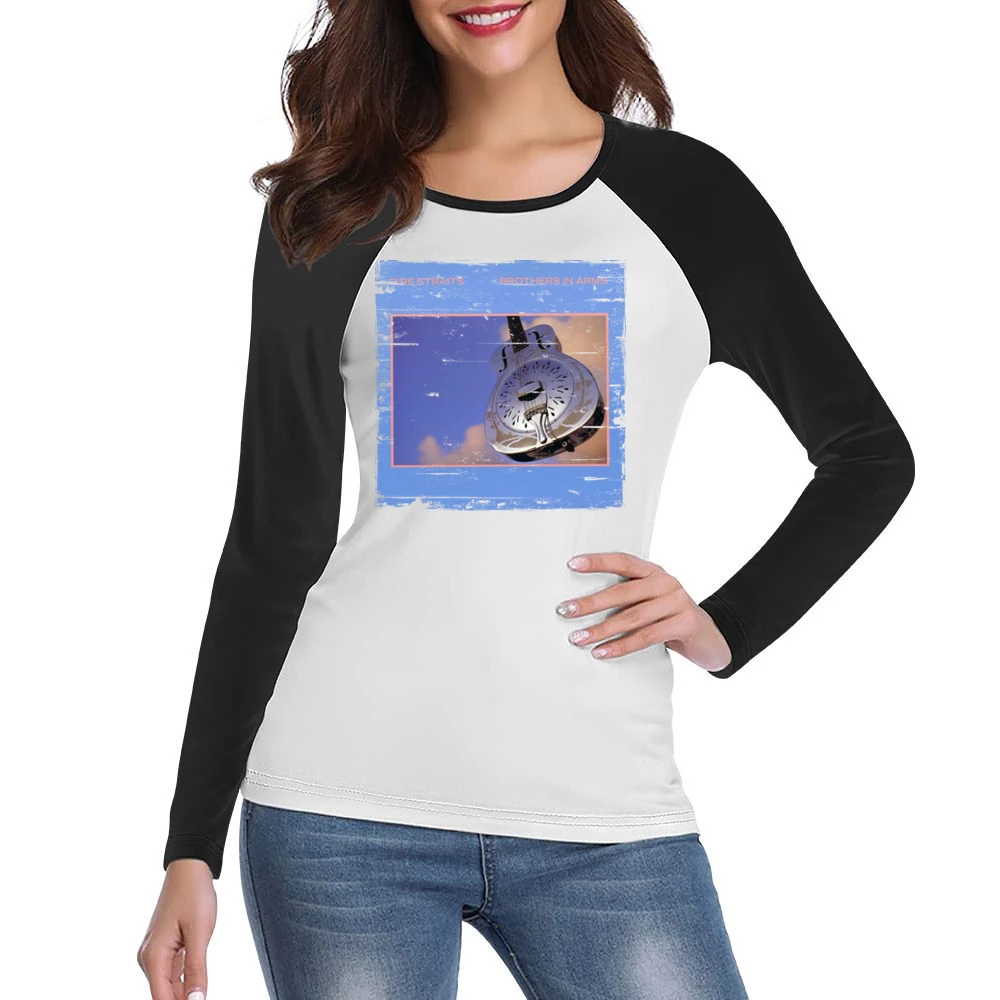Dire Straits Brothers In Arms Album Cover Distressed Image Women Ladies Long Sleeve T-Shirt