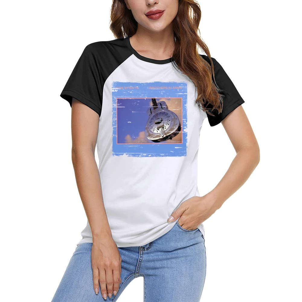 Dire Straits Brothers In Arms Album Cover Distressed Image Women Ladies Short Sleeve T-Shirt