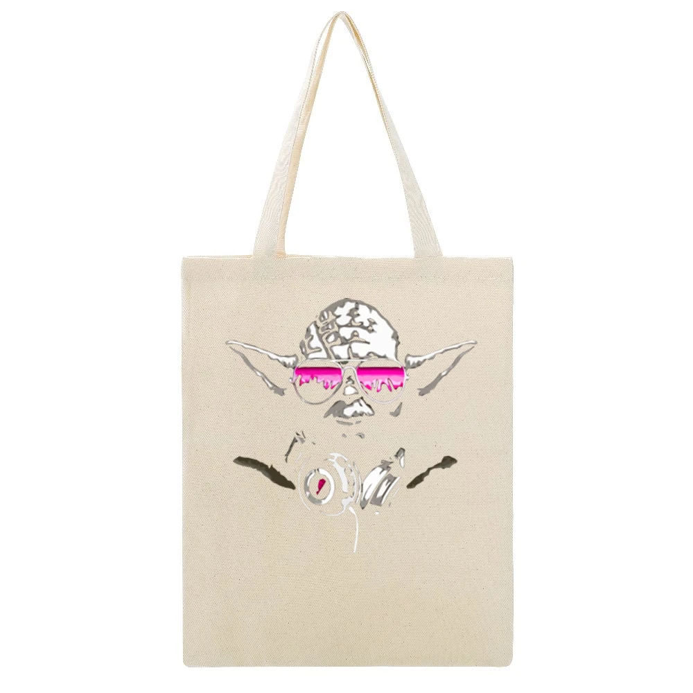 Dj Yoda Star Wars Retro Funny Beige Canvas Tote Shopping Bag