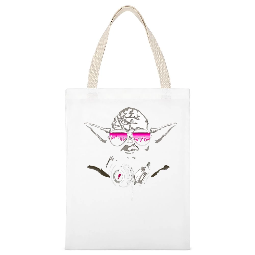 Dj Yoda Star Wars Retro Funny White Canvas Tote Shopping Bag