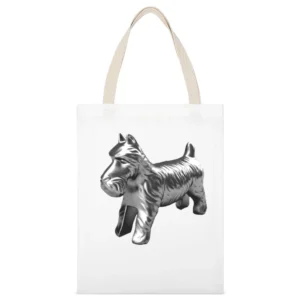 Dog Monopoly Token Fun Classic Game Piece Graphic Tee Shirt White Canvas Tote Shopping Bag