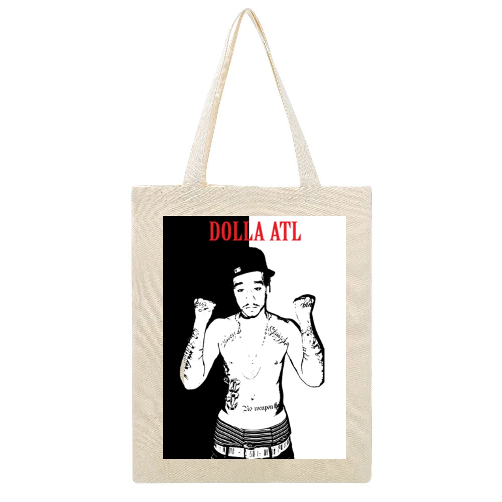 Dolla ATL Rapper Hip Hop Beige Canvas Tote Shopping Bag