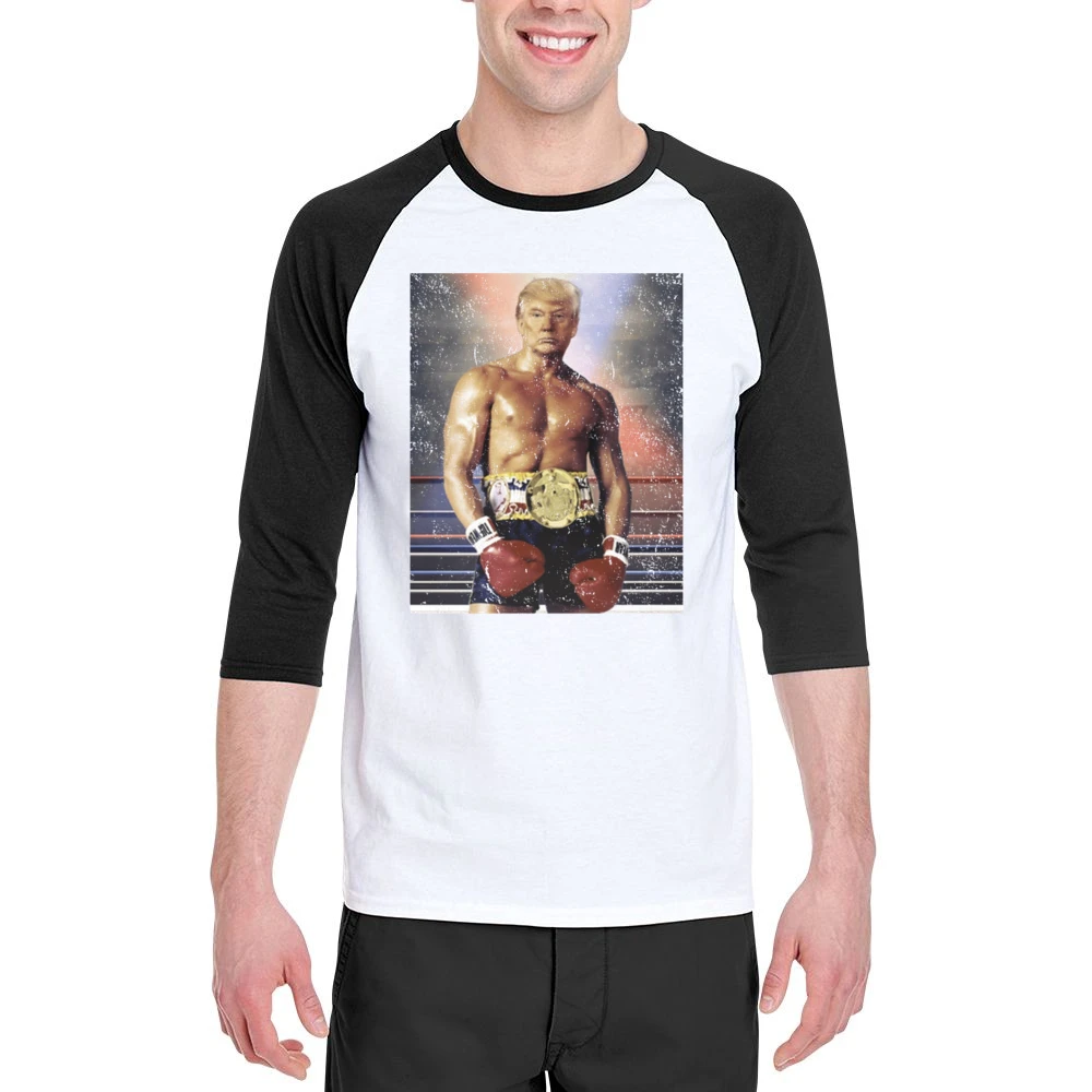Donald Trump As Ivan Drago Rocky 4 Funny Distressed Men 3/4 Sleeve T-Shirt