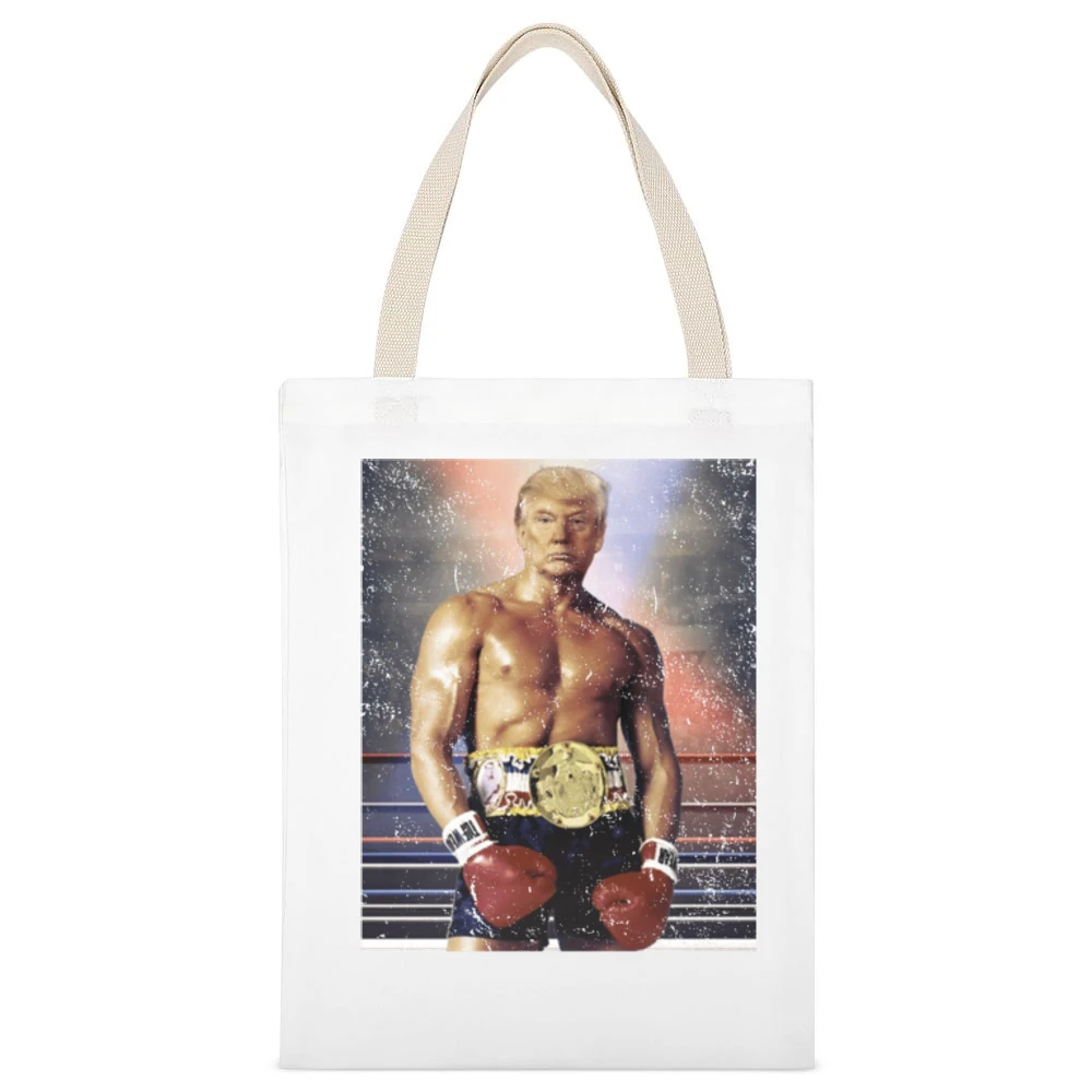 Donald Trump As Ivan Drago Rocky 4 Funny Distressed White White Canvas Tote Shopping Bag