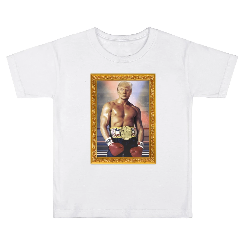 Donald Trump As Ivan Drago Rocky 4 Gold Frame Funny White Kids Boys Girls T-Shirt