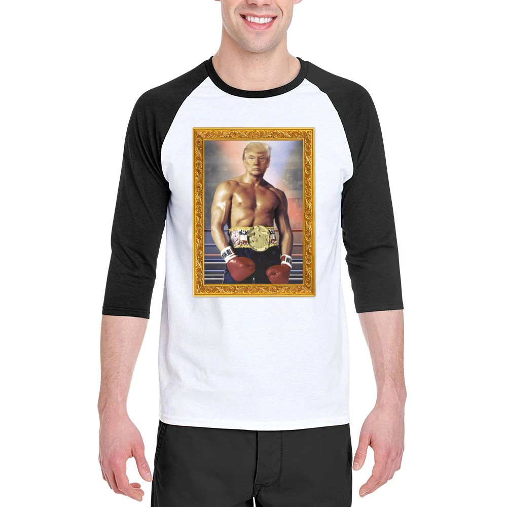 Donald Trump As Ivan Drago Rocky 4 Gold Frame Funny White Men 3/4 Sleeve T-Shirt