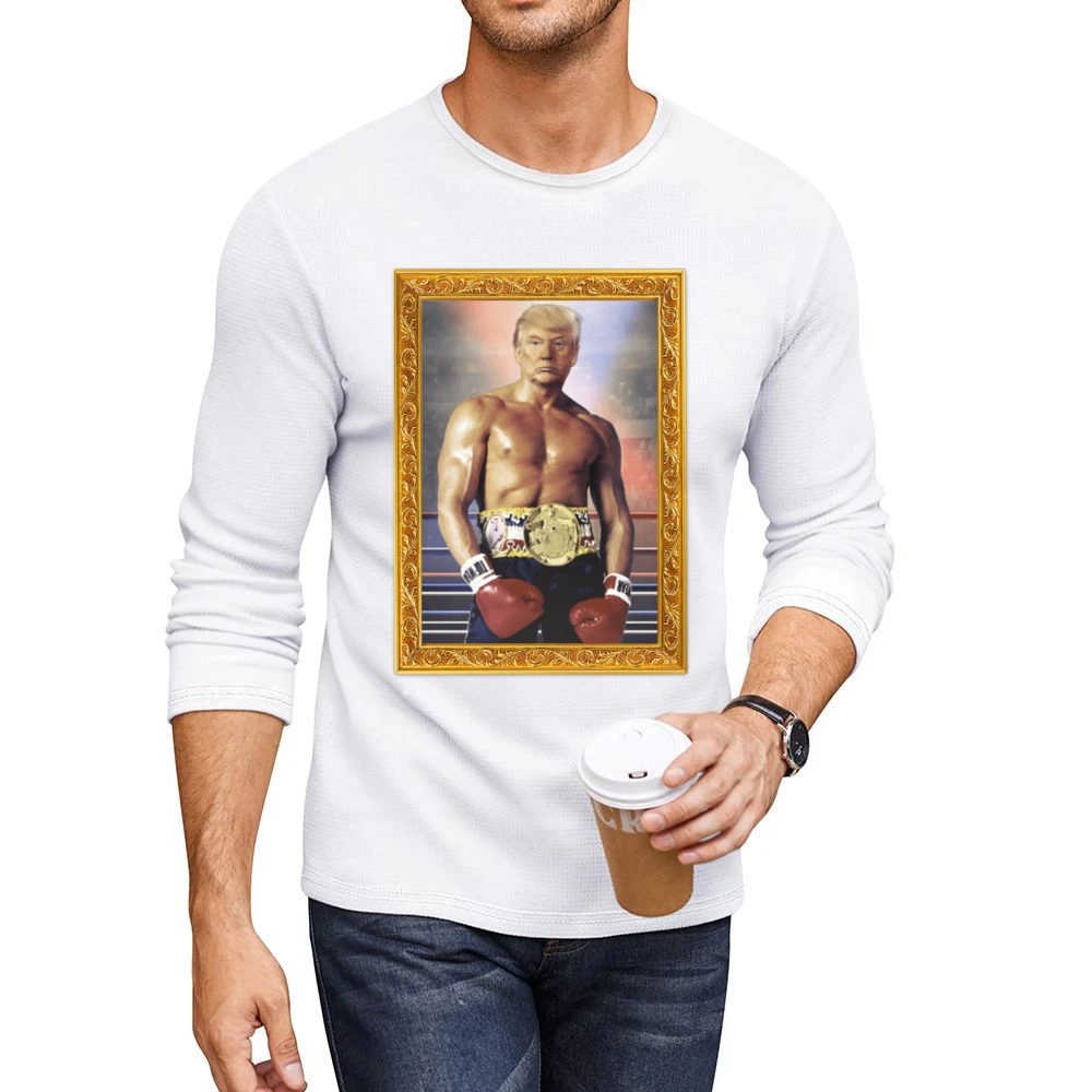 Donald Trump As Ivan Drago Rocky 4 Gold Frame Funny White Men CrewNeck Long Sleeve T-Shirt