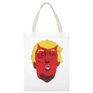 Donald Trump Devil Anti Trump American President Political Graphic Art White Canvas Tote Shopping Bag