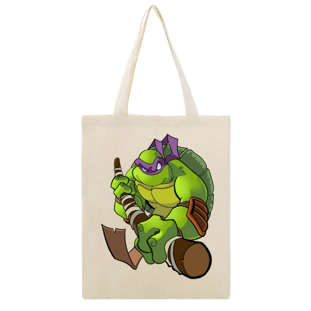 Donatello Teenage Mutant Ninja Turtles white T-Shirt All Size img02 Do Beige Canvas Tote Shopping Bag