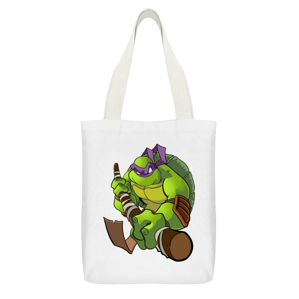 Donatello Teenage Mutant Ninja Turtles white T-Shirt All Size img02 Do White Canvas Tote Shopping Bag With Interior Pocket