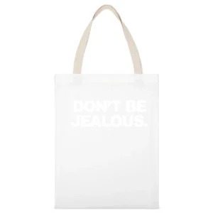 Don't Be Jealous Paris Hilton Graphic Ladies White Canvas Tote Shopping Bag