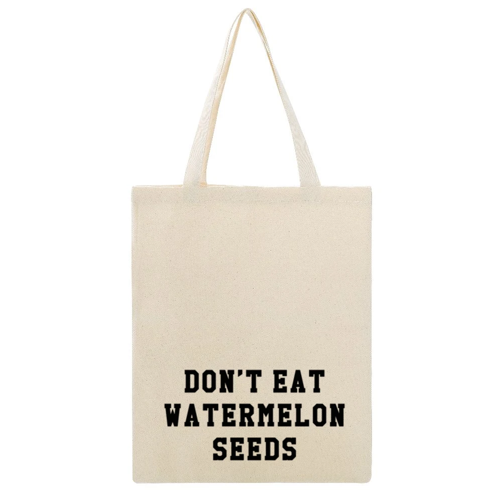 Dont Eat Watermelon Seeds Funny Pregnancy Cool Graphic Baby Beige Canvas Tote Shopping Bag