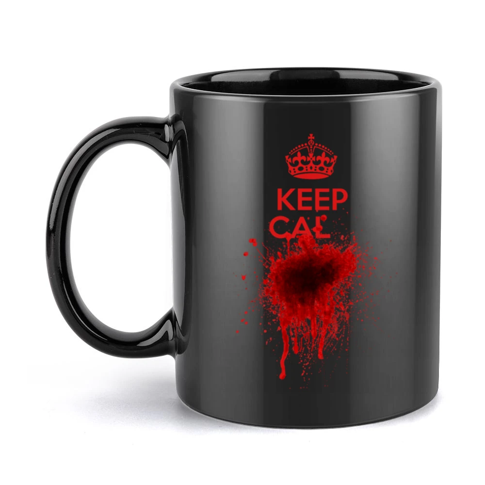 Dont Keep Calm Funny Blood Splatter Parody Graphic Tee Shirt Black Mug