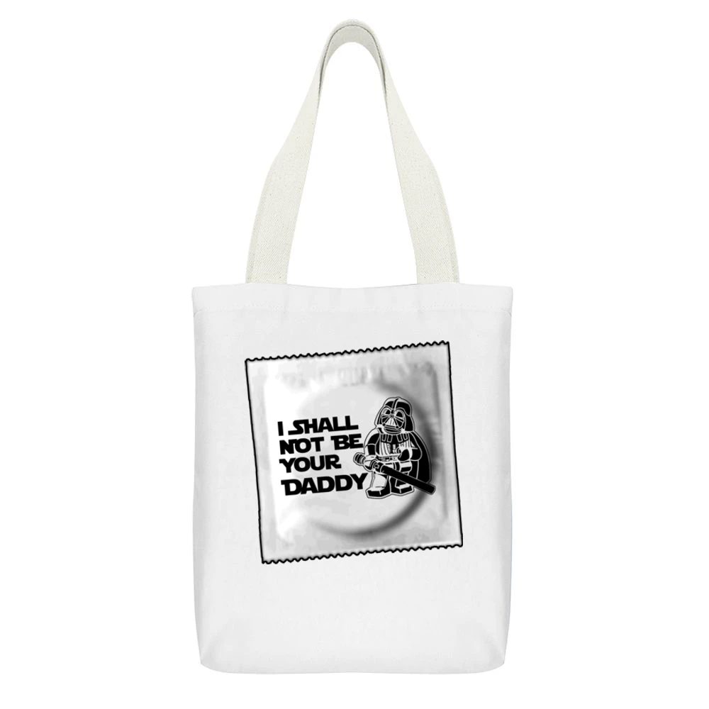 Dont Make Me Open This Whoop Ass White Canvas Tote Shopping Bag With Interior Pocket