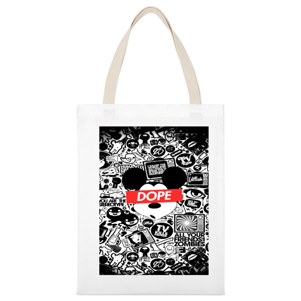 Dope Mickey Tshirt (all Colors And Styles Available) White Canvas Tote Shopping Bag
