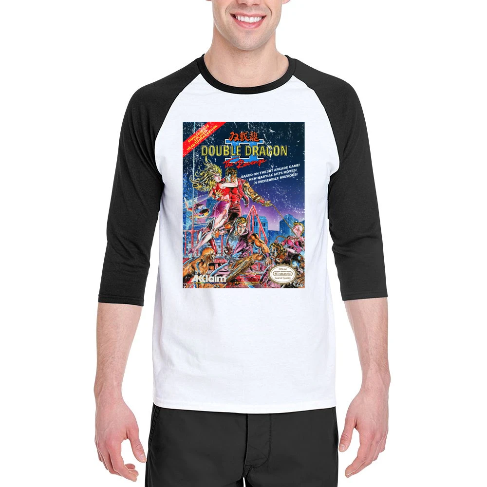 Double Dragon 2 Nes Nintendo Old School Retro Video Game Fan Distresse Men 3/4 Sleeve T-Shirt